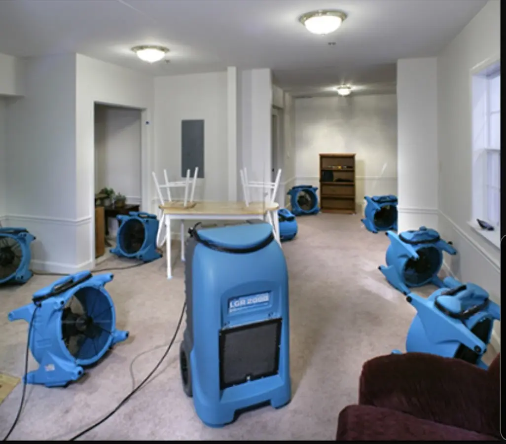 Air movers and dehumidifier setup for Water Extraction & Removal in Urban Honolulu